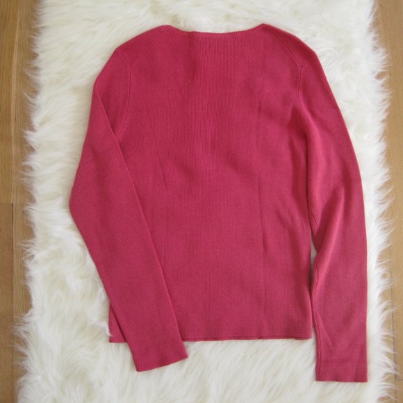 Brooks Brothers Women's Pink Cashmere Silk Ribbed Sweater M Barbiecore Raspberry - Picture 4 of 4